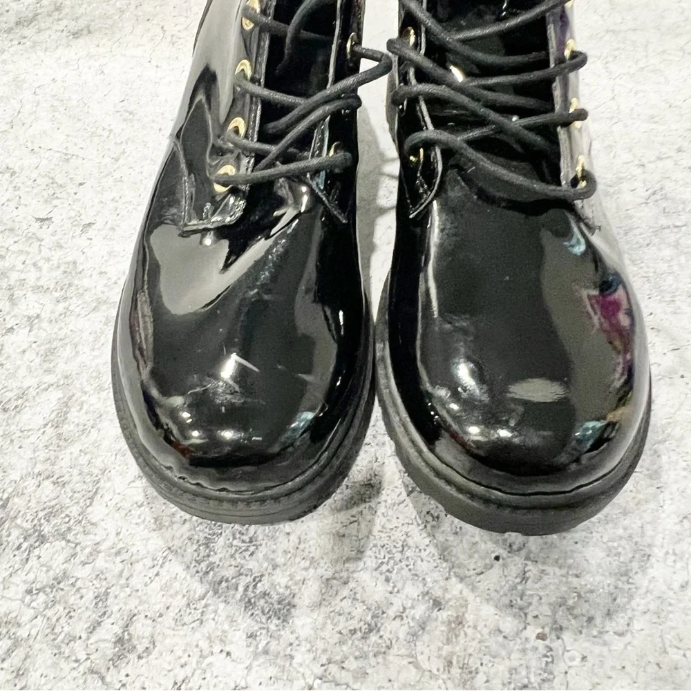 NEW‎ Michael Kors Alistair Lace-Up Boot Black Shiny Size 9